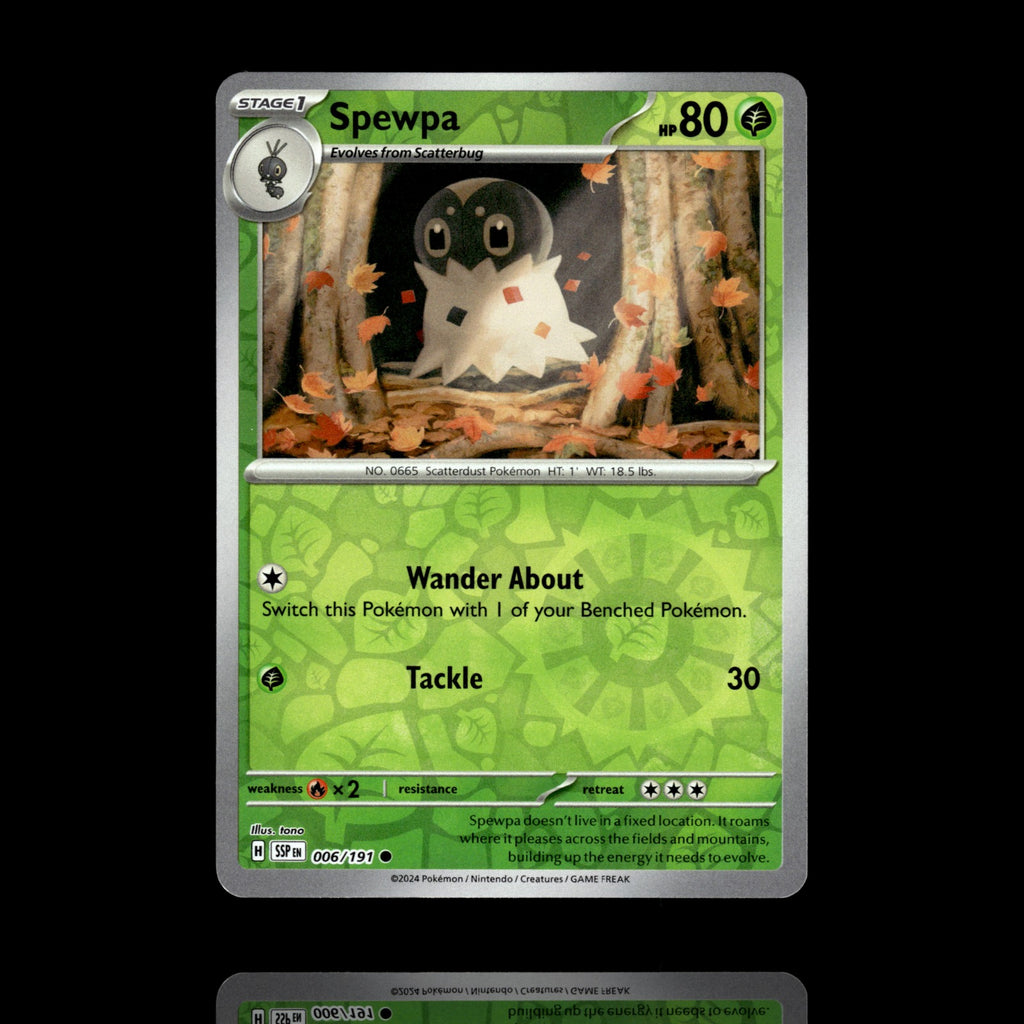 ▸ Spewpa | SV08: Surging Sparks | Reverse Holo | 006/191 | NM