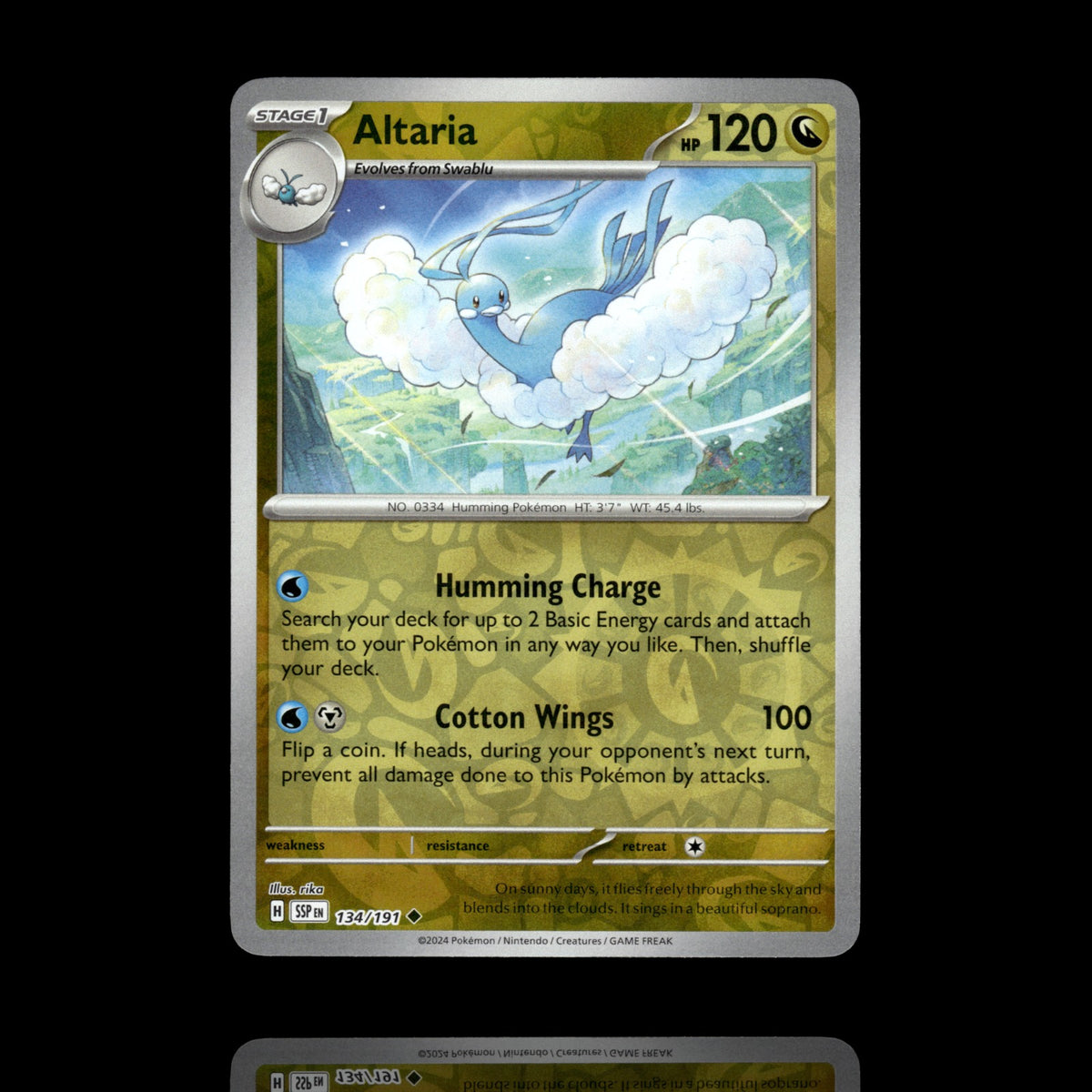 ▸ Altaria | SV08: Surging Sparks | Reverse Holo | 134/191 | NM
