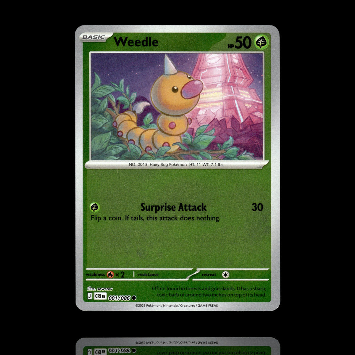 ▸ Weedle | ME04: Chaos Rising | Reverse Holo | 001/086 | NM