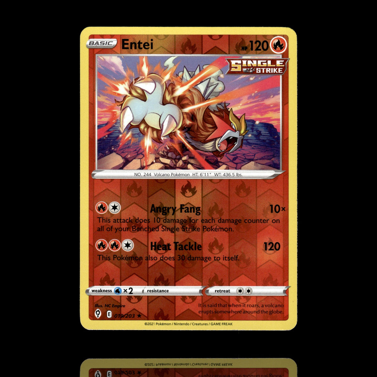 ▸ Entei | SWSH07: Evolving Skies | Reverse Holo | 019/203 | NM
