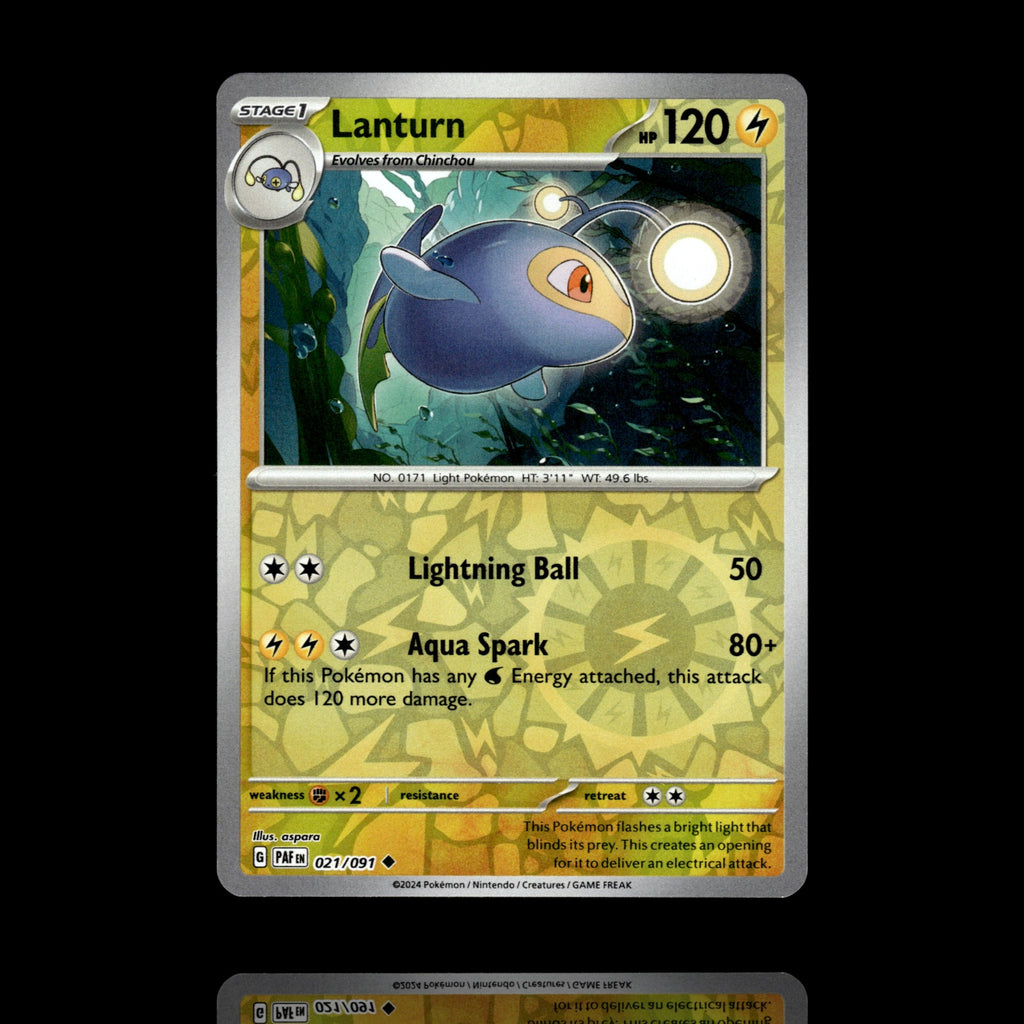 ▸ Lanturn | SV: Paldean Fates | Reverse Holo | 021/091 | NM