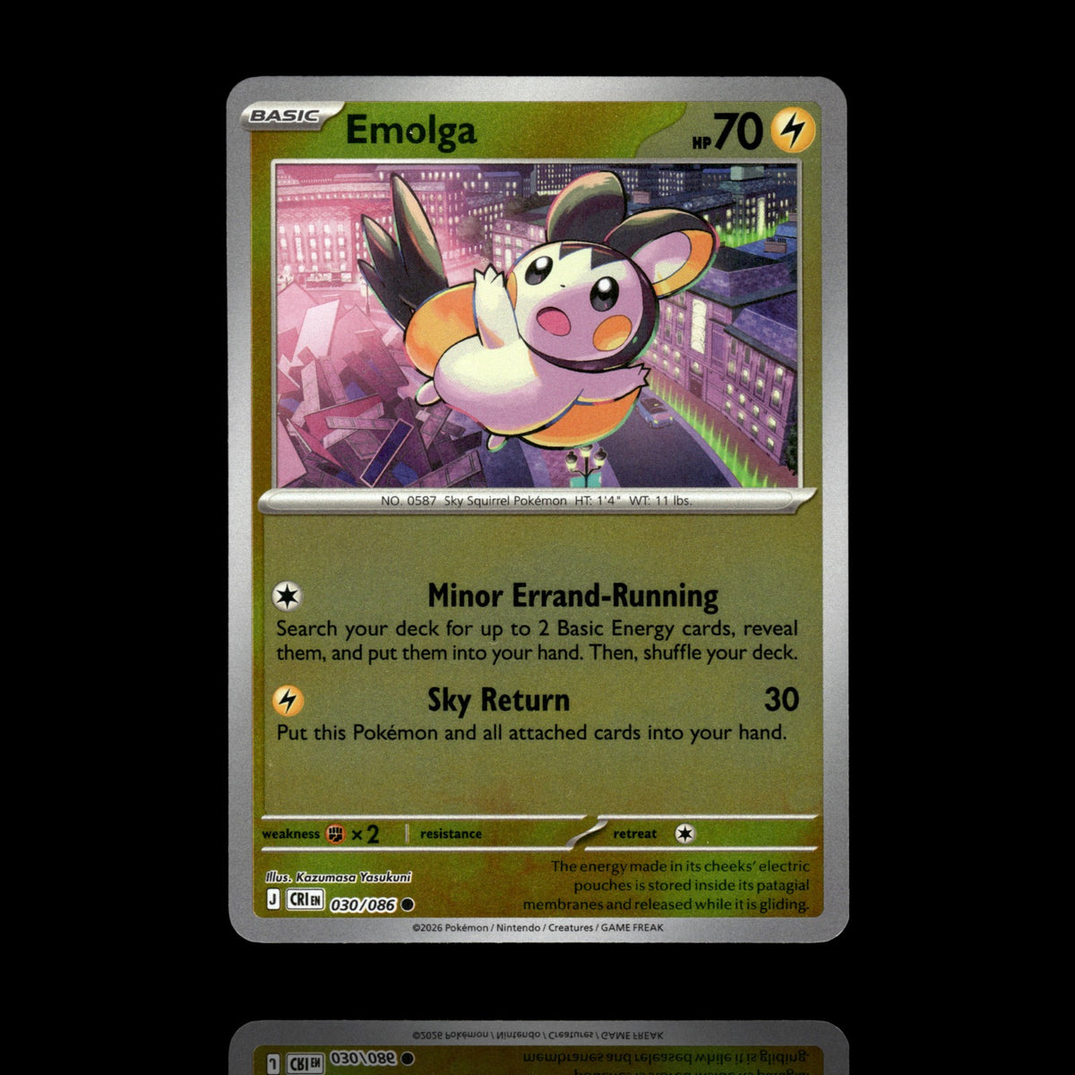 ▸ Emolga | ME04: Chaos Rising | Reverse Holo | 030/086 | NM