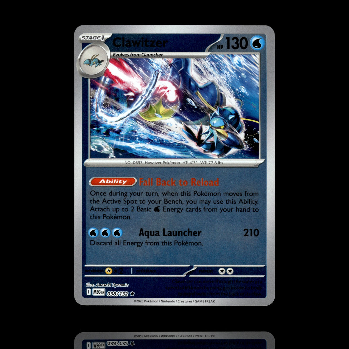 ▸ Clawitzer | ME01: Mega Evolution | Reverse Holo | 038/132 | NM