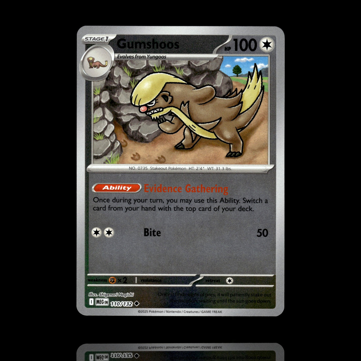 ▸ Gumshoos | ME01: Mega Evolution | Reverse Holo | 110/132 | NM