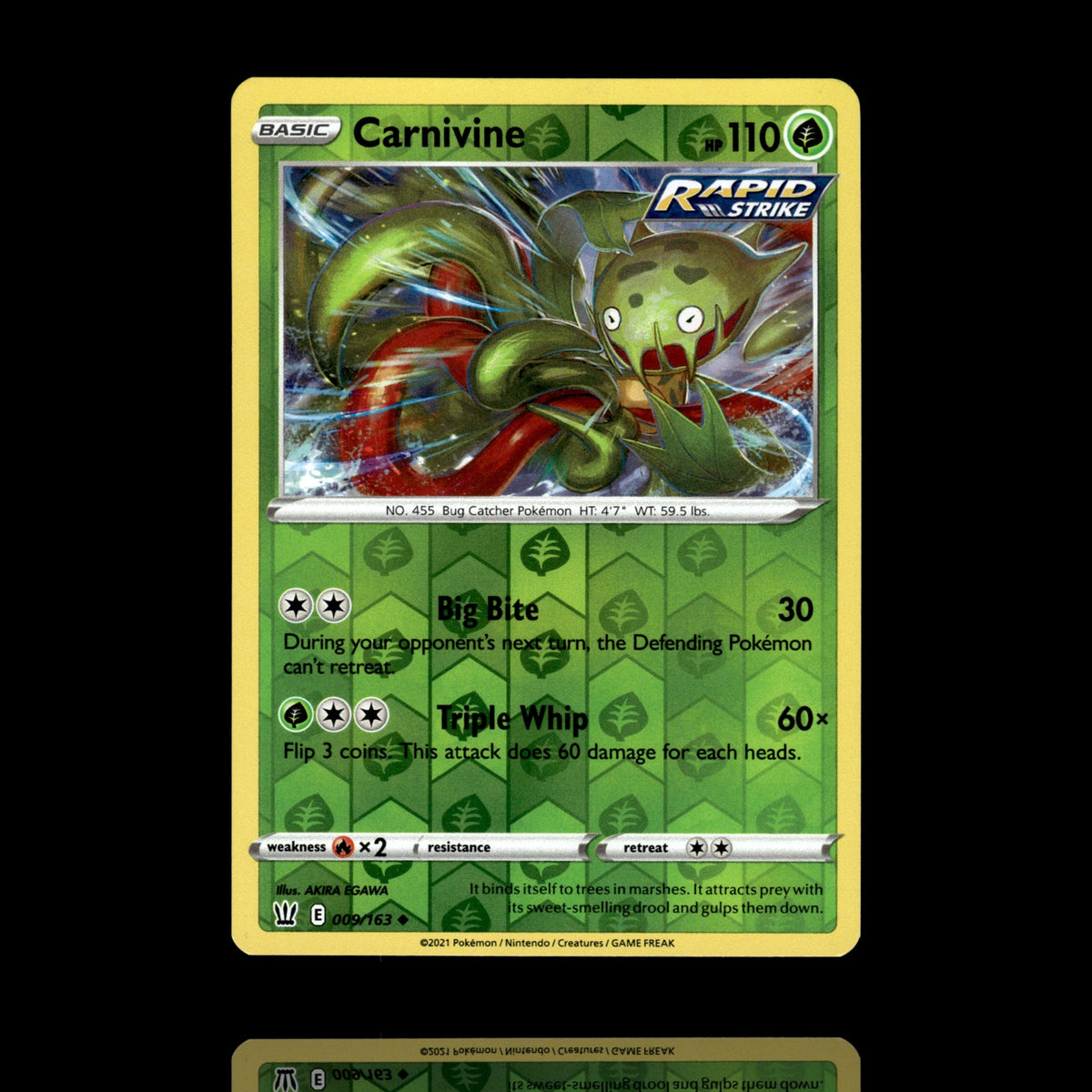 ▸ Carnivine | SWSH05: Battle Styles | Reverse Holo | 009/163 | NM