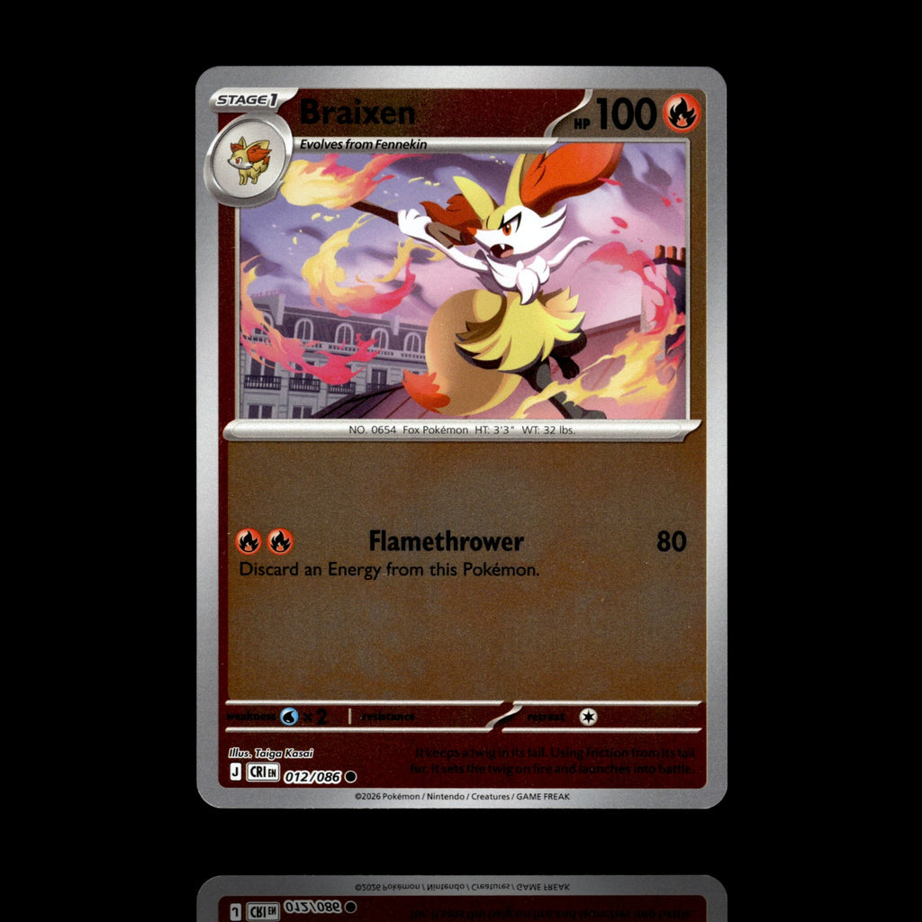 ▸ Braixen | ME04: Chaos Rising | Reverse Holo | 012/086 | NM