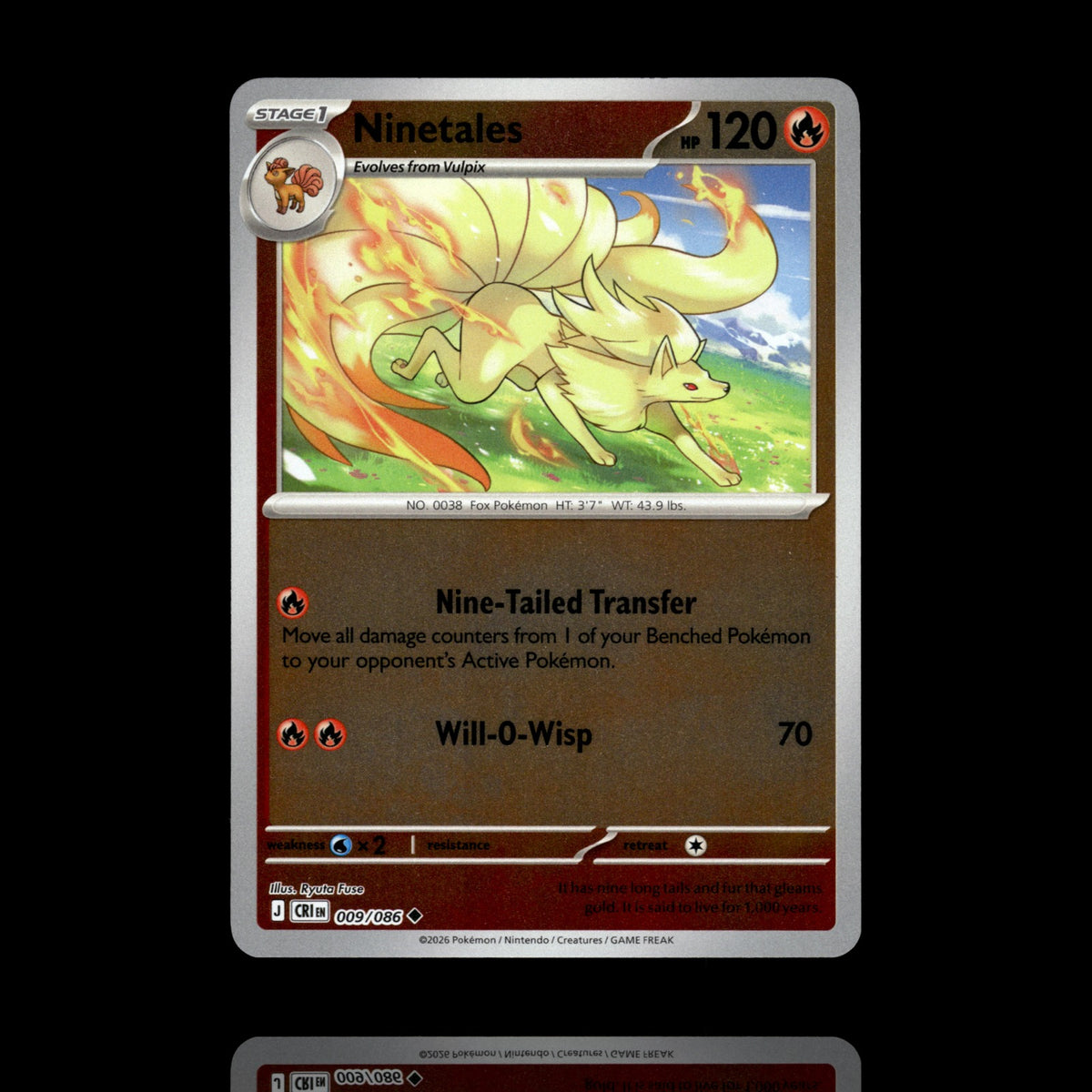 ▸ Ninetales | ME04: Chaos Rising | Reverse Holo | 009/086 | NM