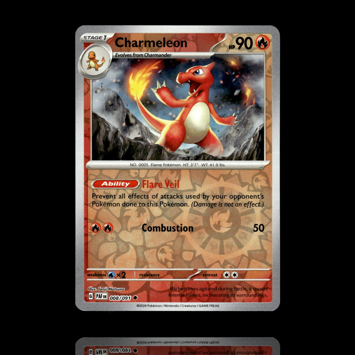 ▸ Charmeleon | SV: Paldean Fates | Reverse Holo | 008/091 | NM