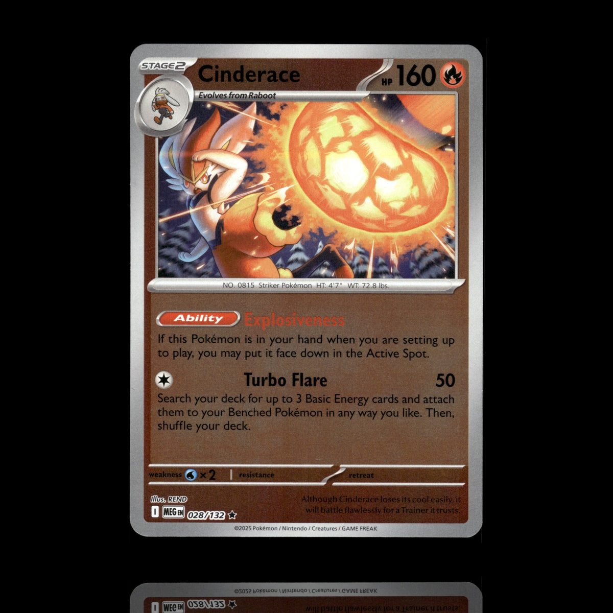 ▸ Cinderace | ME01: Mega Evolution | Reverse Holo | 028/132 | NM