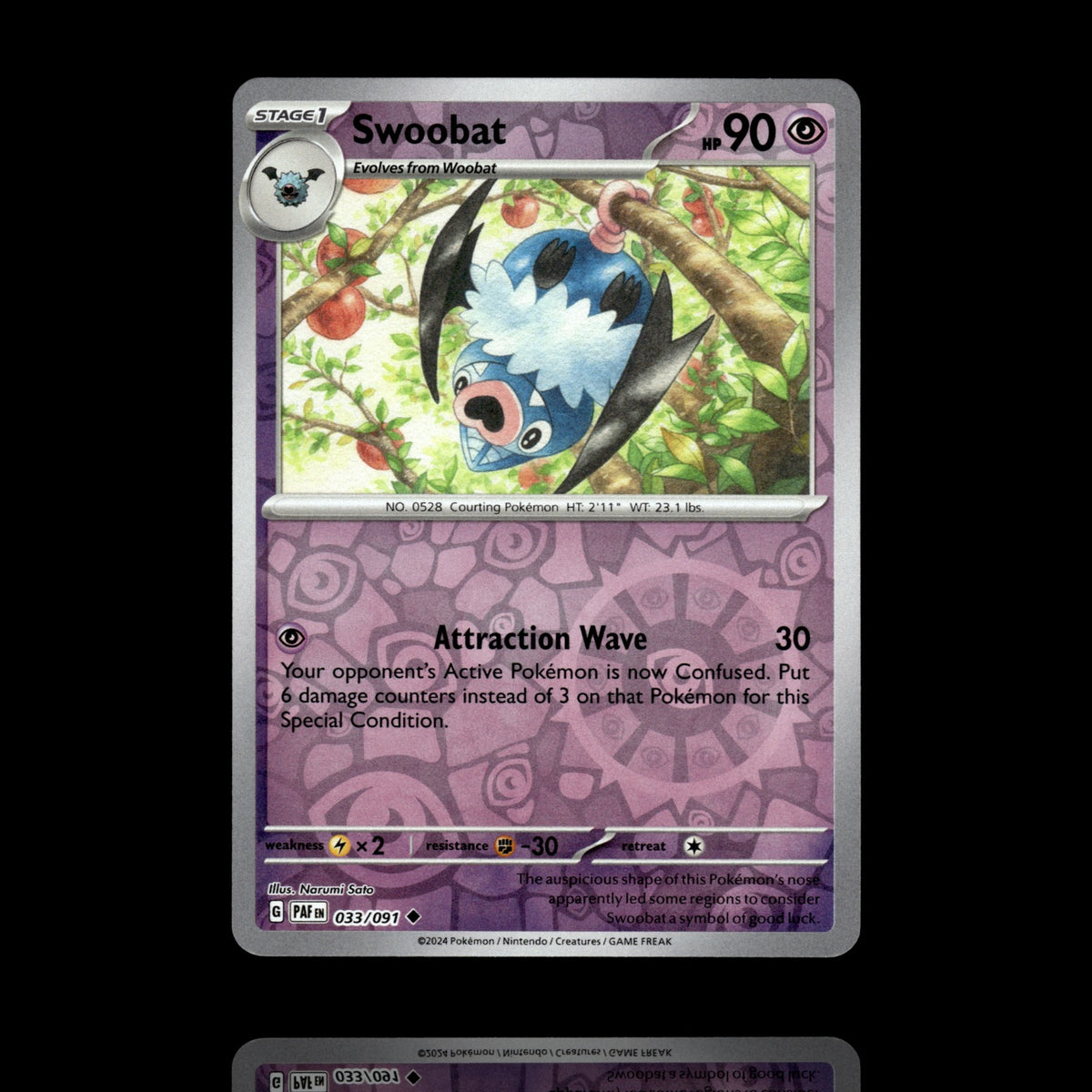 ▸ Swoobat | SV: Paldean Fates | Reverse Holo | 033/091 | NM