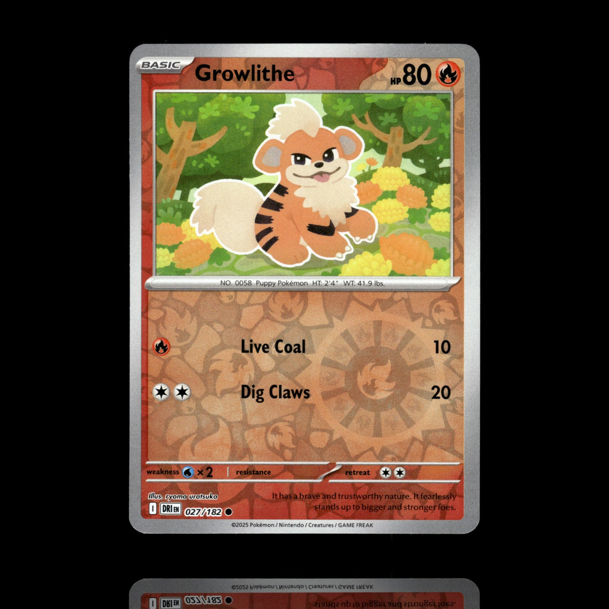 ▸ Growlithe | SV10: Destined Rivals | Reverse Holo | 027/182 | NM