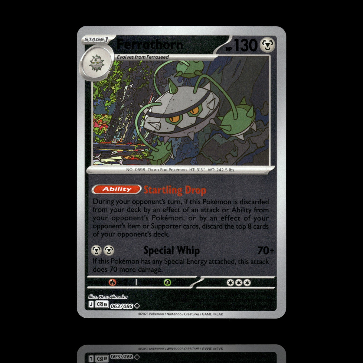 ▸ Ferrothorn | ME04 Chaos Rising | Reverse Holo | 063/086 | NM