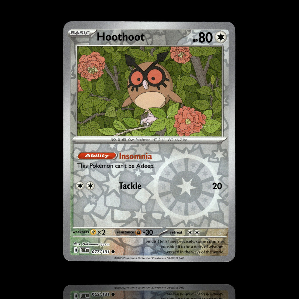 ▸ Hoothoot | SV: Prismatic Evolutions | Reverse Holo | 077/131 | NM