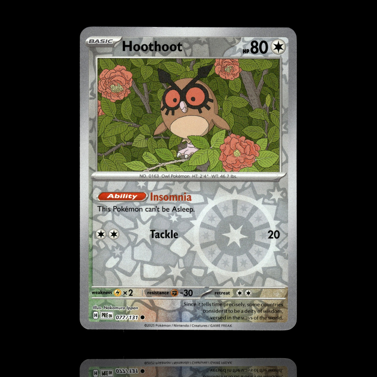 ▸ Hoothoot | SV: Prismatic Evolutions | Reverse Holo | 077/131 | NM