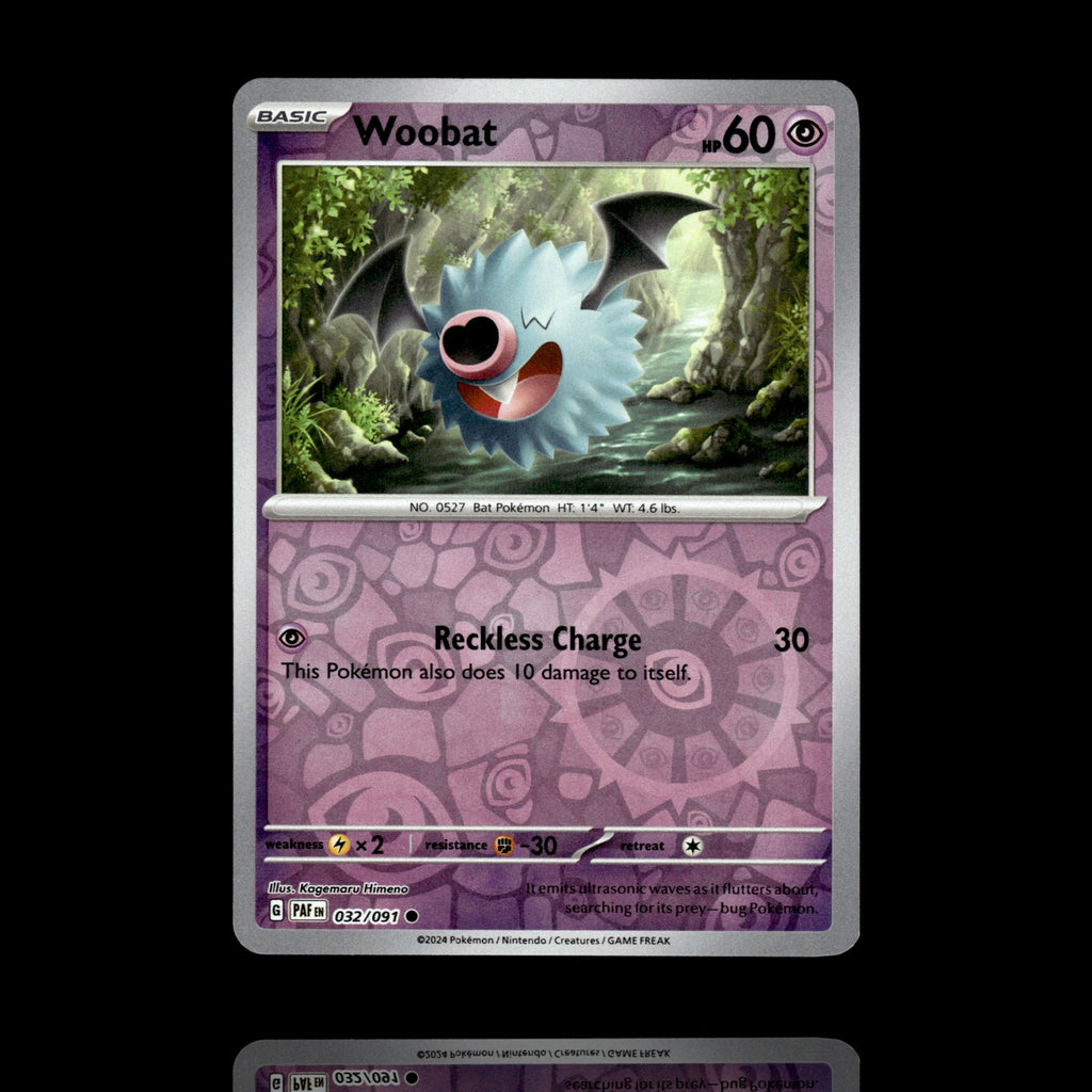 ▸ Woobat | SV: Paldean Fates | Reverse Holo | 032/091 | NM
