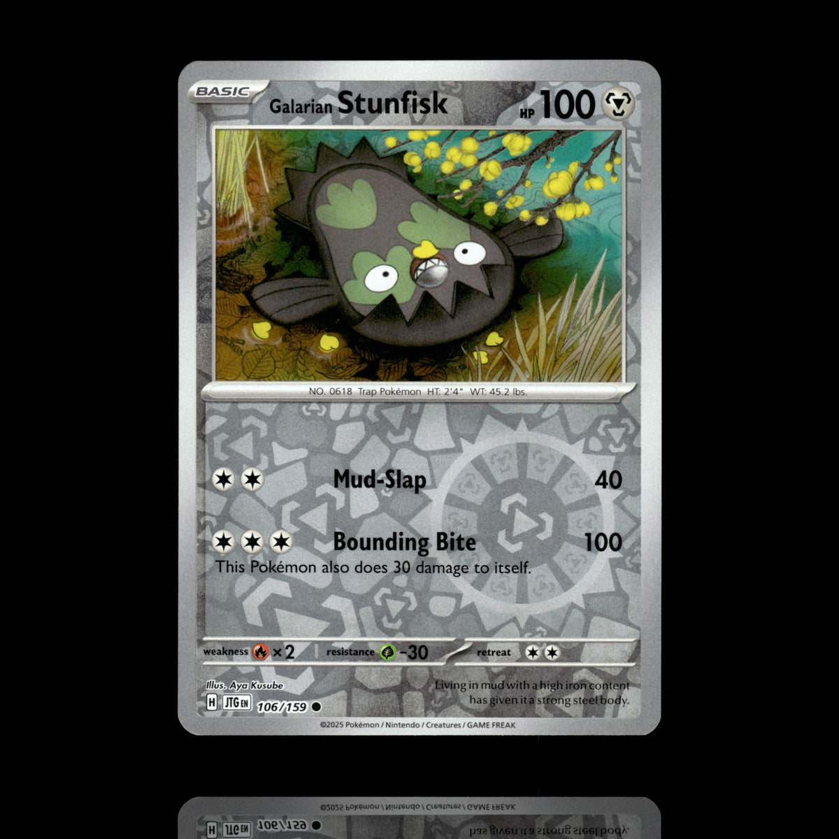 ▸ Galarian Stunfisk | SV09: Journey Together | Reverse Holo | 106/159 | NM
