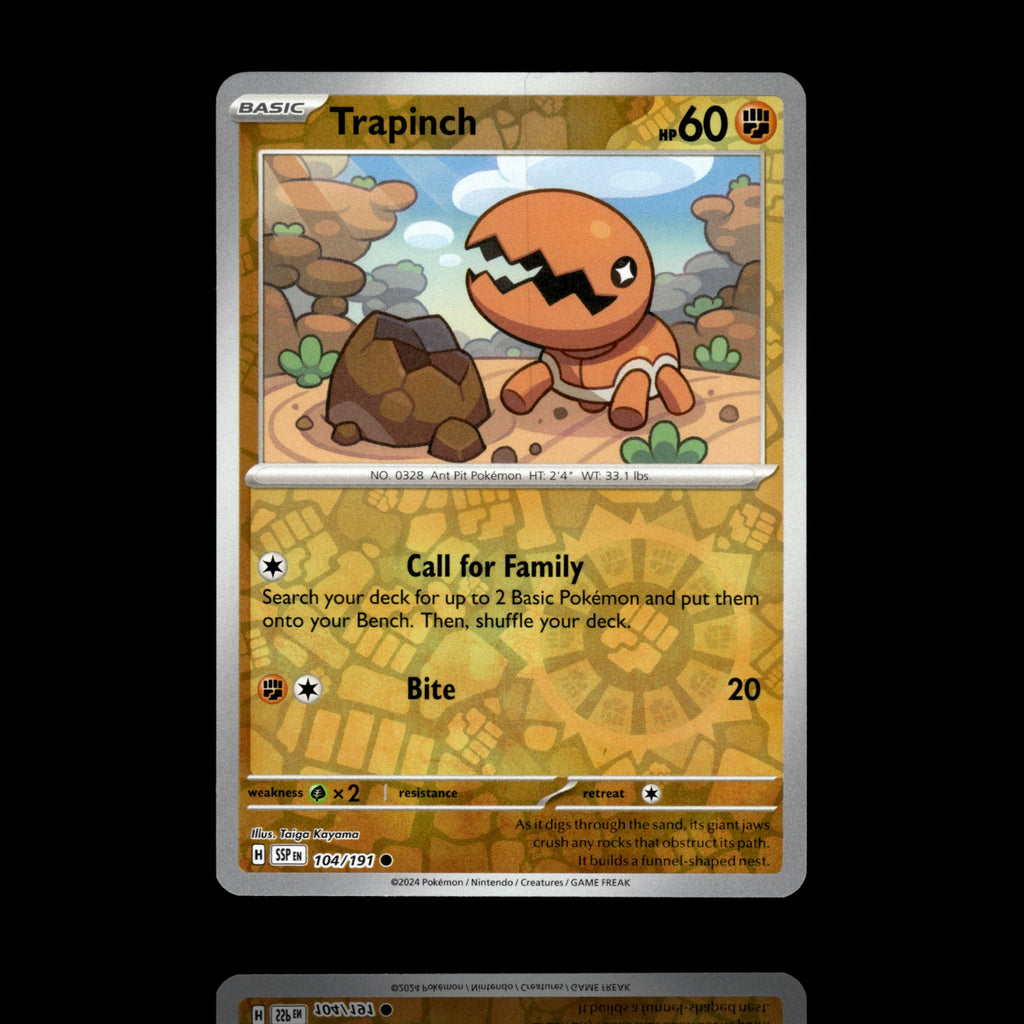 ▸ Trapinch | SV08: Surging Sparks | Reverse Holo | 104/191 | NM