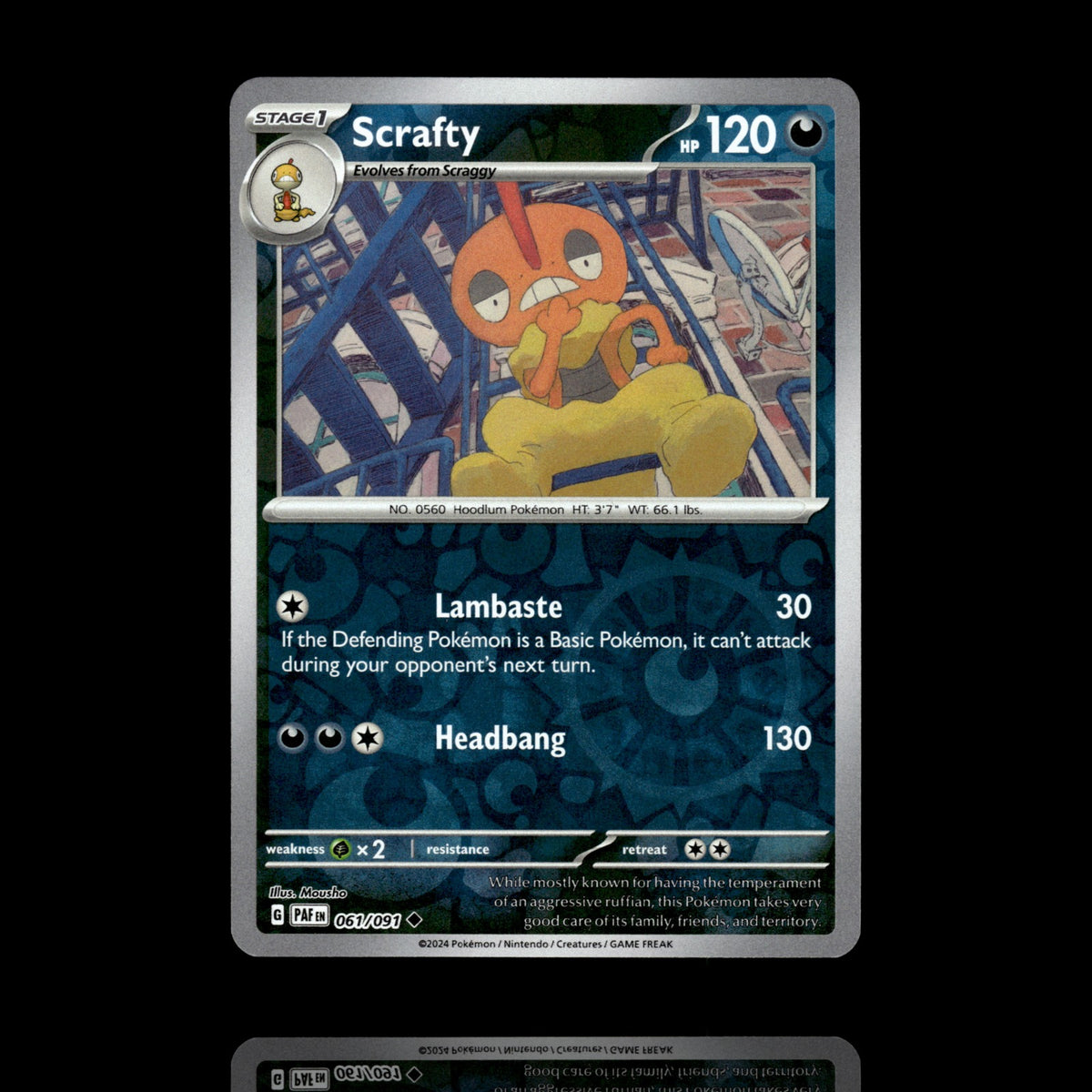 ▸ Scrafty | SV: Paldean Fates | Reverse Holo | 061/091 | NM