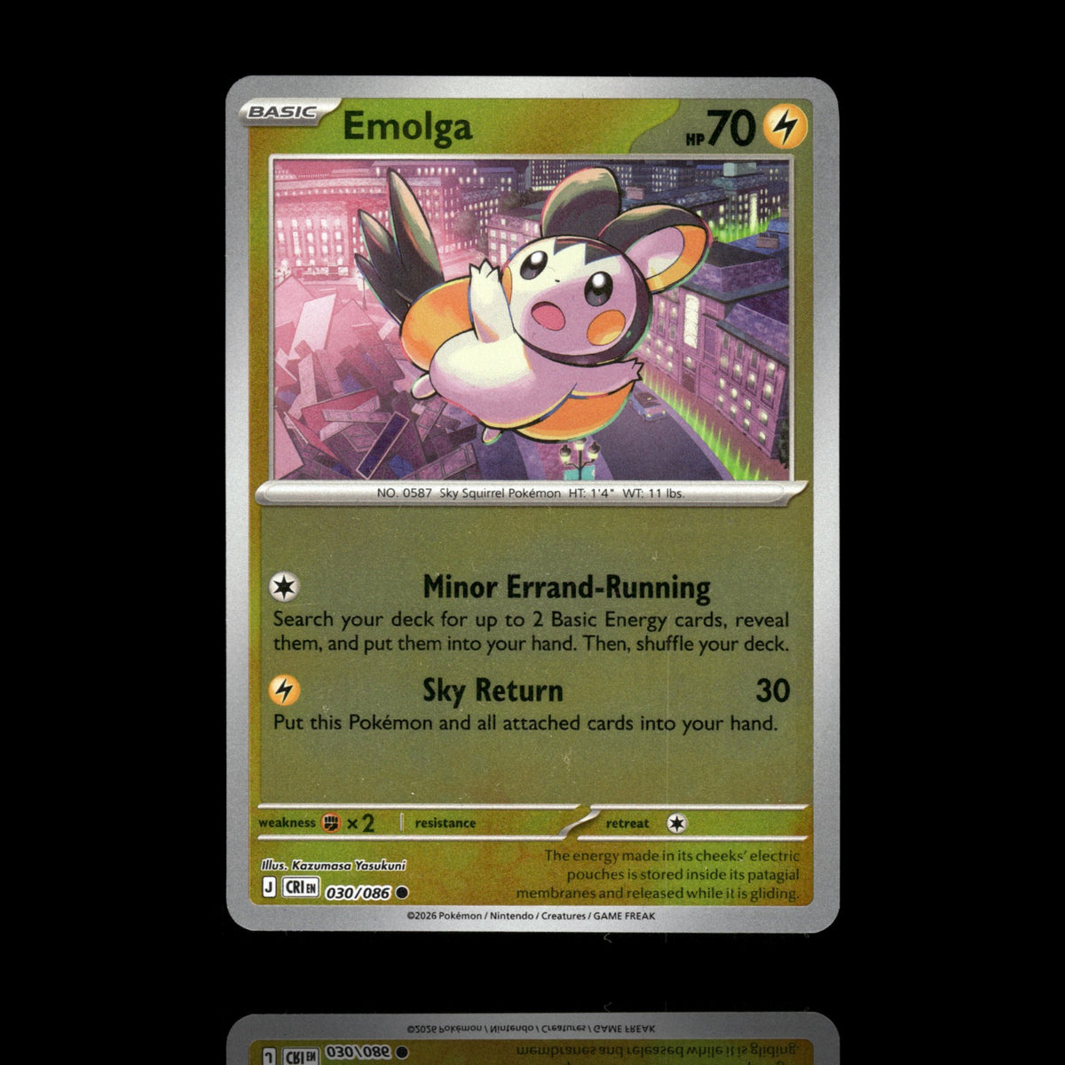 ▸ Emolga | ME04: Chaos Rising | Reverse Holo | 030/086 | NM