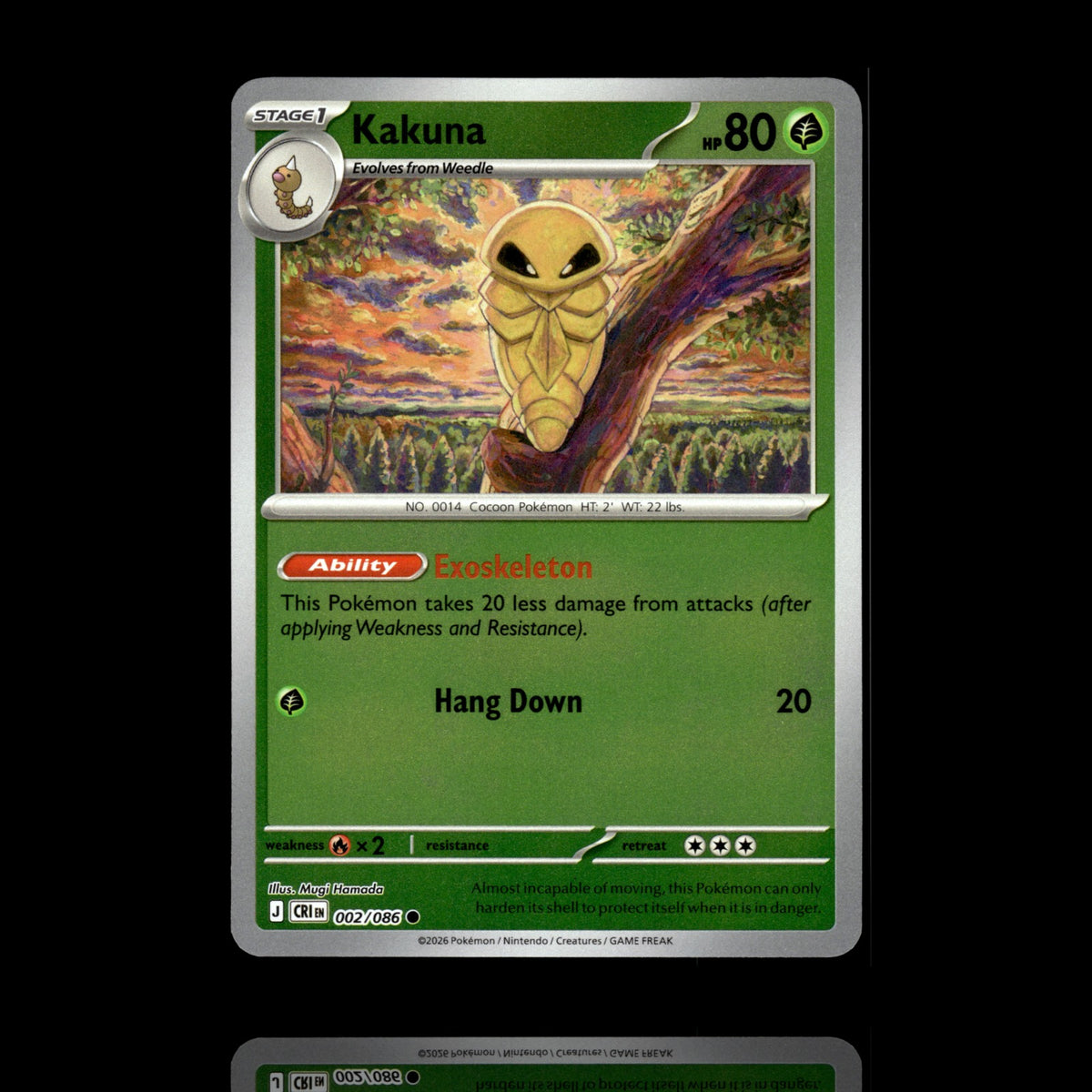 ▸ Kakuna | ME04: Chaos Rising | Reverse Holo | 002/086 | NM