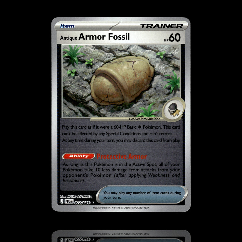 ▸ Antique Armor Fossil | ME05 Pitch Black | Reverse Holo | 072/084 | NM