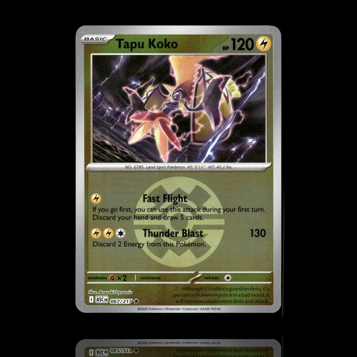 ▸ Tapu Koko (Quick Ball) | ME: Ascended Heroes | Reverse Holo | 067/217 | NM