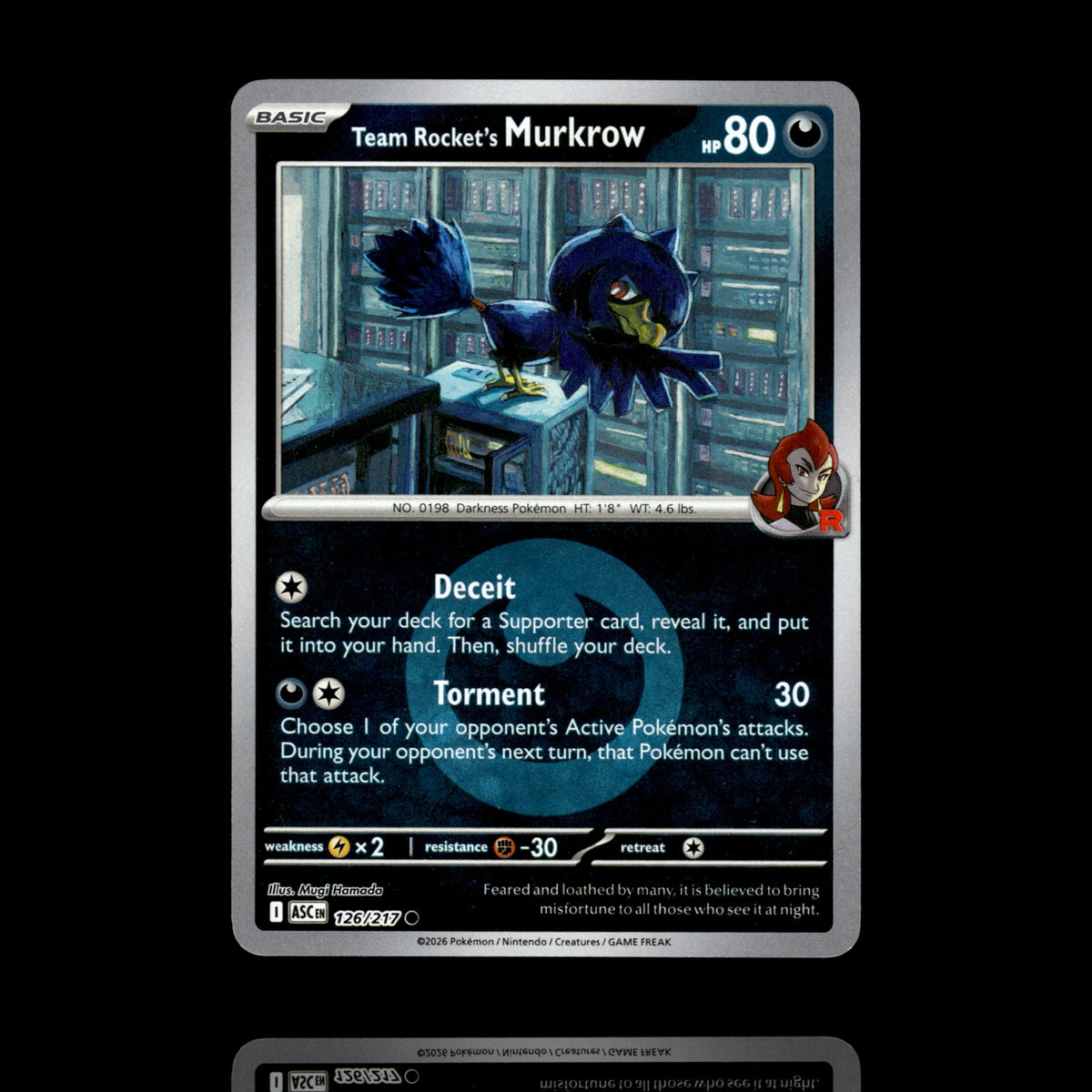 ▸ Team Rocket's Murkrow | Ascended Heroes | Energy Reverse Holo | 126/217 | NM