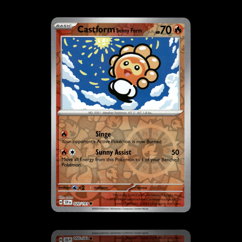 ▸ Castform Sunny Form | SV08: Surging Sparks | Reverse Holo | 020/191 | NM