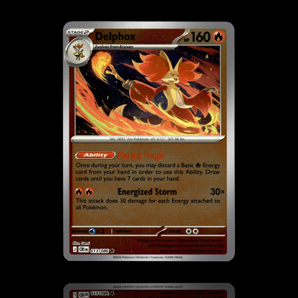 ▸ Delphox | ME04: Chaos Rising | Reverse Holo | 013/086 | NM