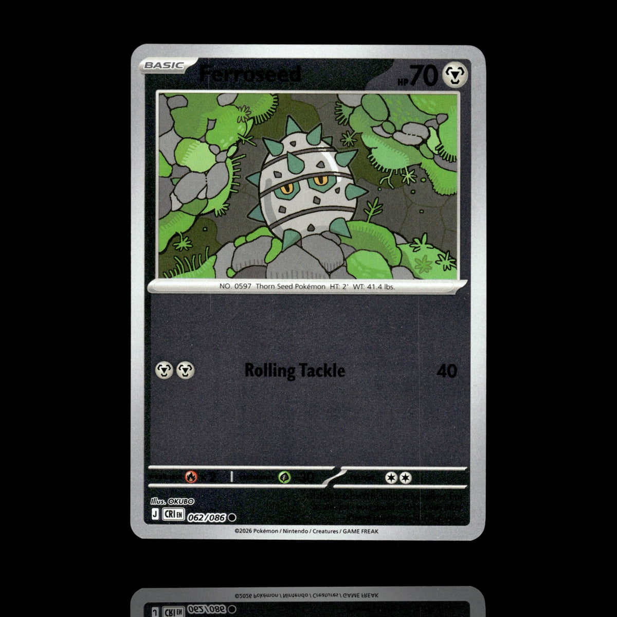 ▸ Ferroseed | ME04: Chaos Rising | Reverse Holo | 062/086 | NM