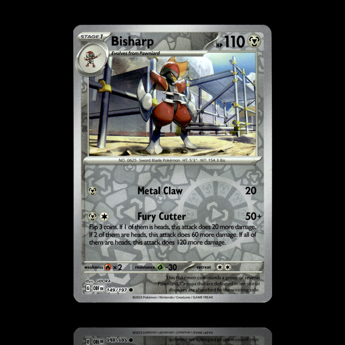 ▸ Bisharp | SV03: Obsidian Flames | Reverse Holo | 149/197 | NM