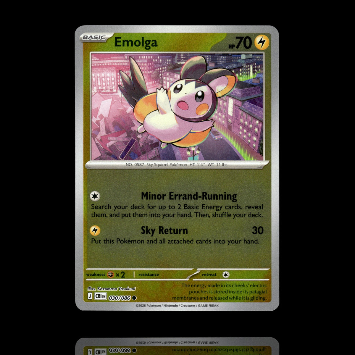 ▸ Emolga | ME04: Chaos Rising | Reverse Holo | 030/086 | NM