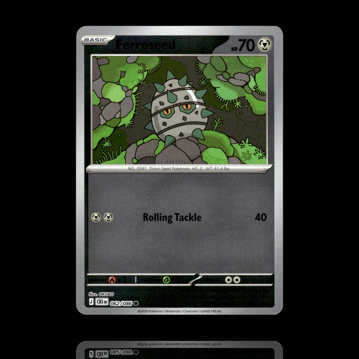 ▸ Ferroseed | ME04: Chaos Rising | Reverse Holo | 062/086 | NM