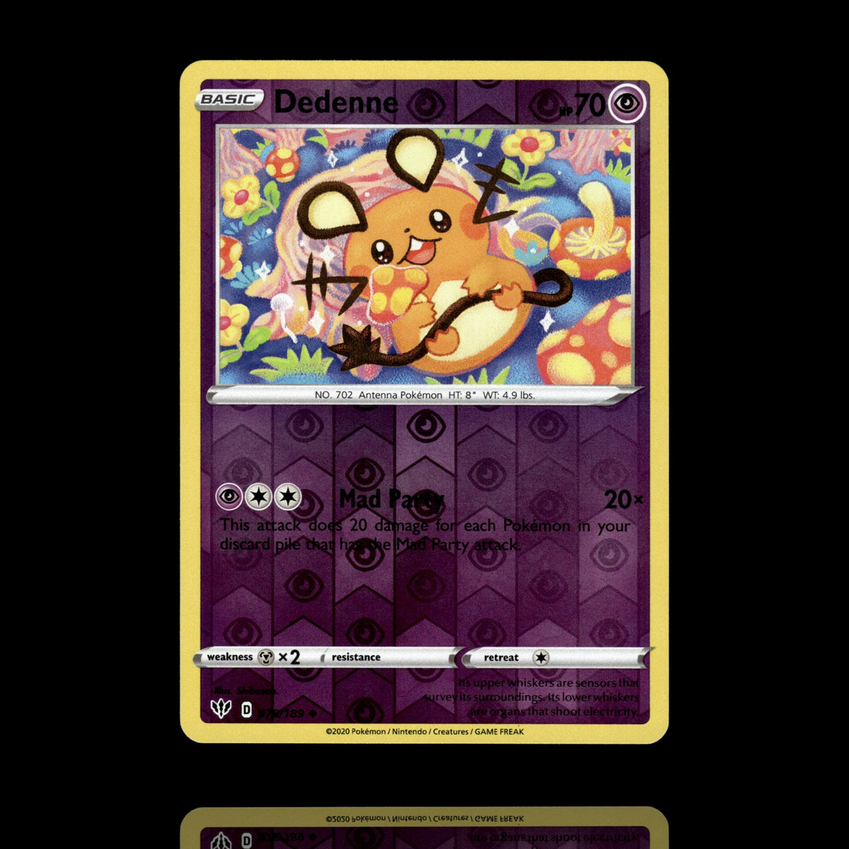 ▸ Dedenne | SWSH03: Darkness Ablaze | Reverse Holo | 078/189 | NM