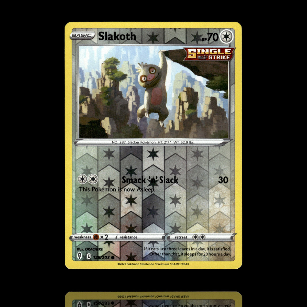 ▸ Slakoth | SWSH07: Evolving Skies | Reverse Holo | 129/203 | NM