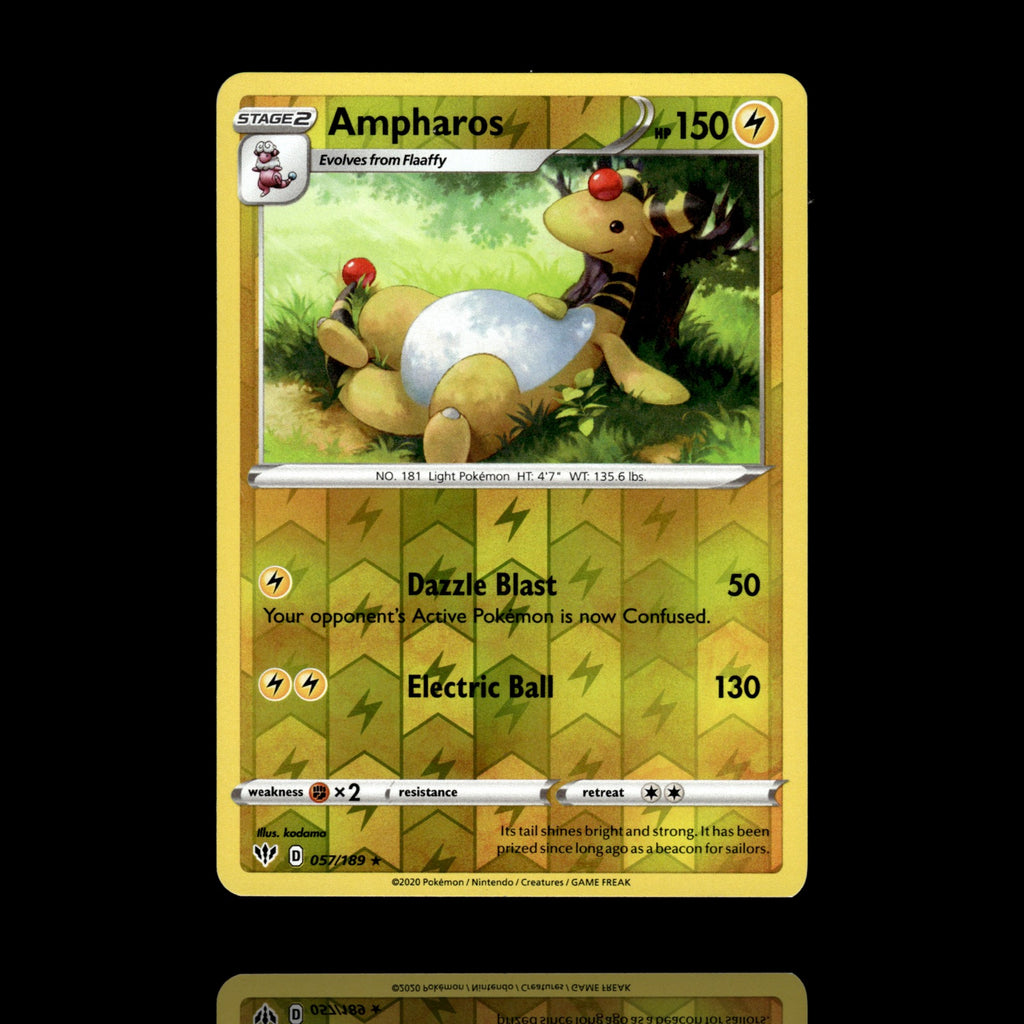 ▸ Ampharos | SWSH03: Darkness Ablaze | Reverse Holo | 057/189 | NM