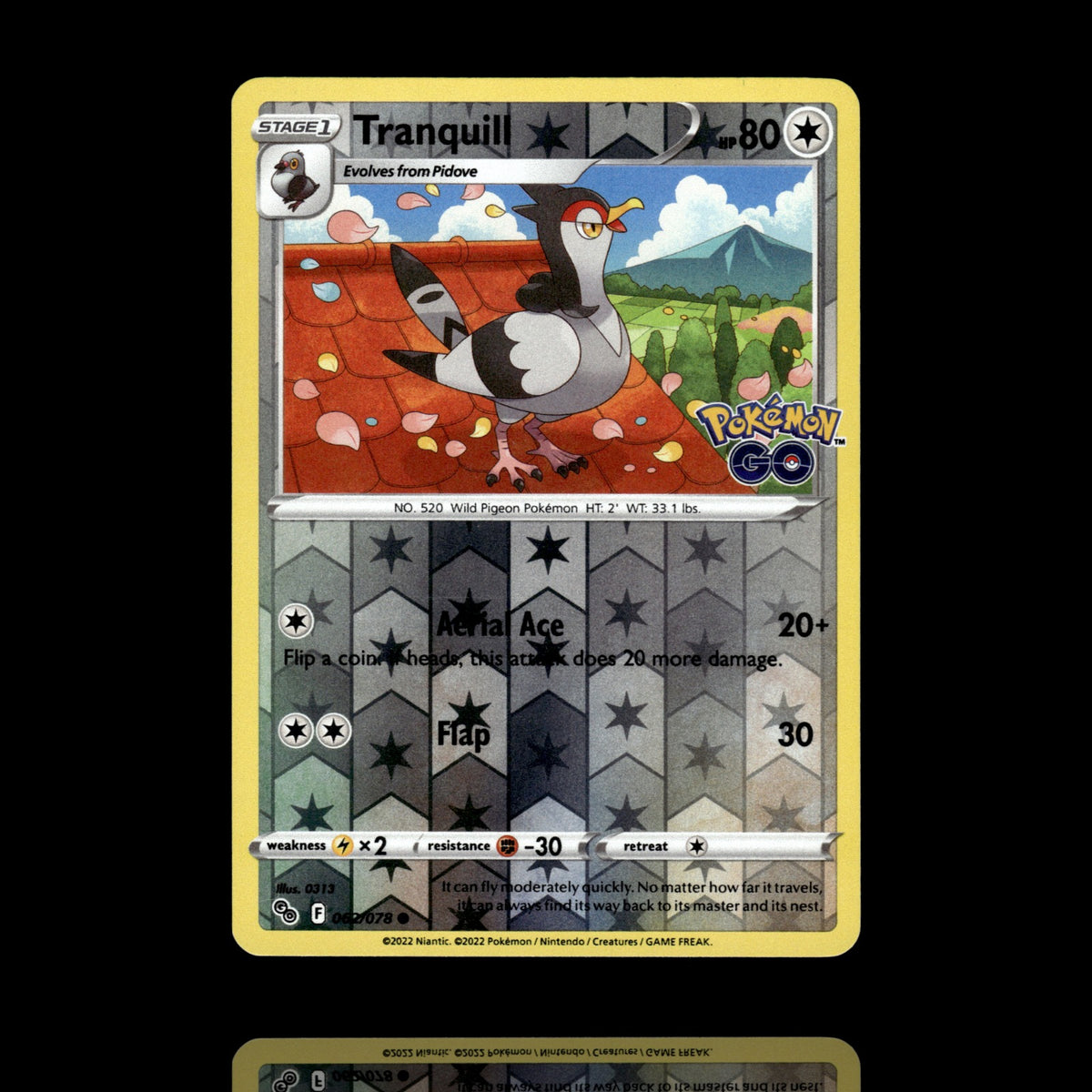 ▸ Tranquill | Pokemon GO | Reverse Holo | 062/078 | NM