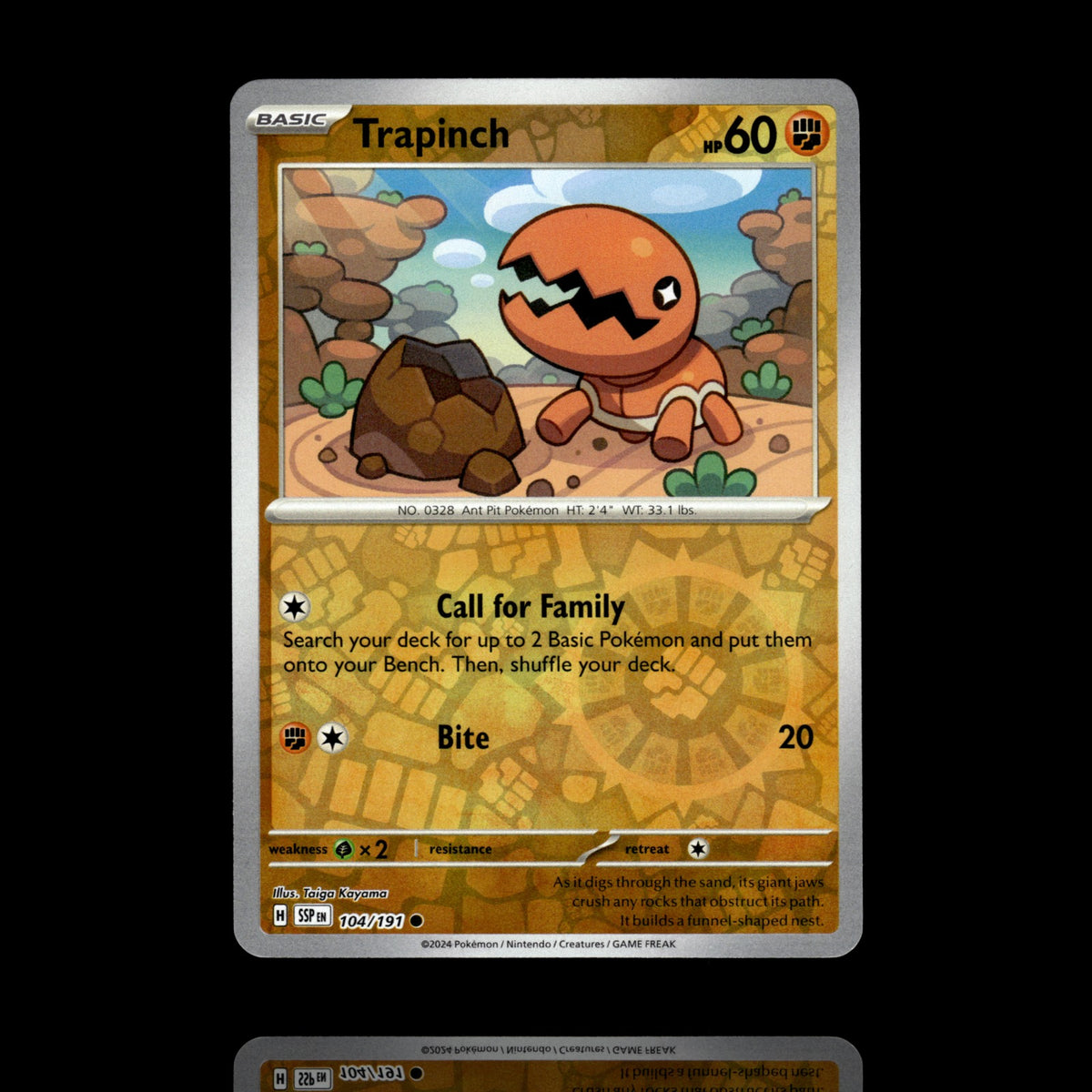 ▸ Trapinch | SV08: Surging Sparks | Reverse Holo | 104/191 | NM