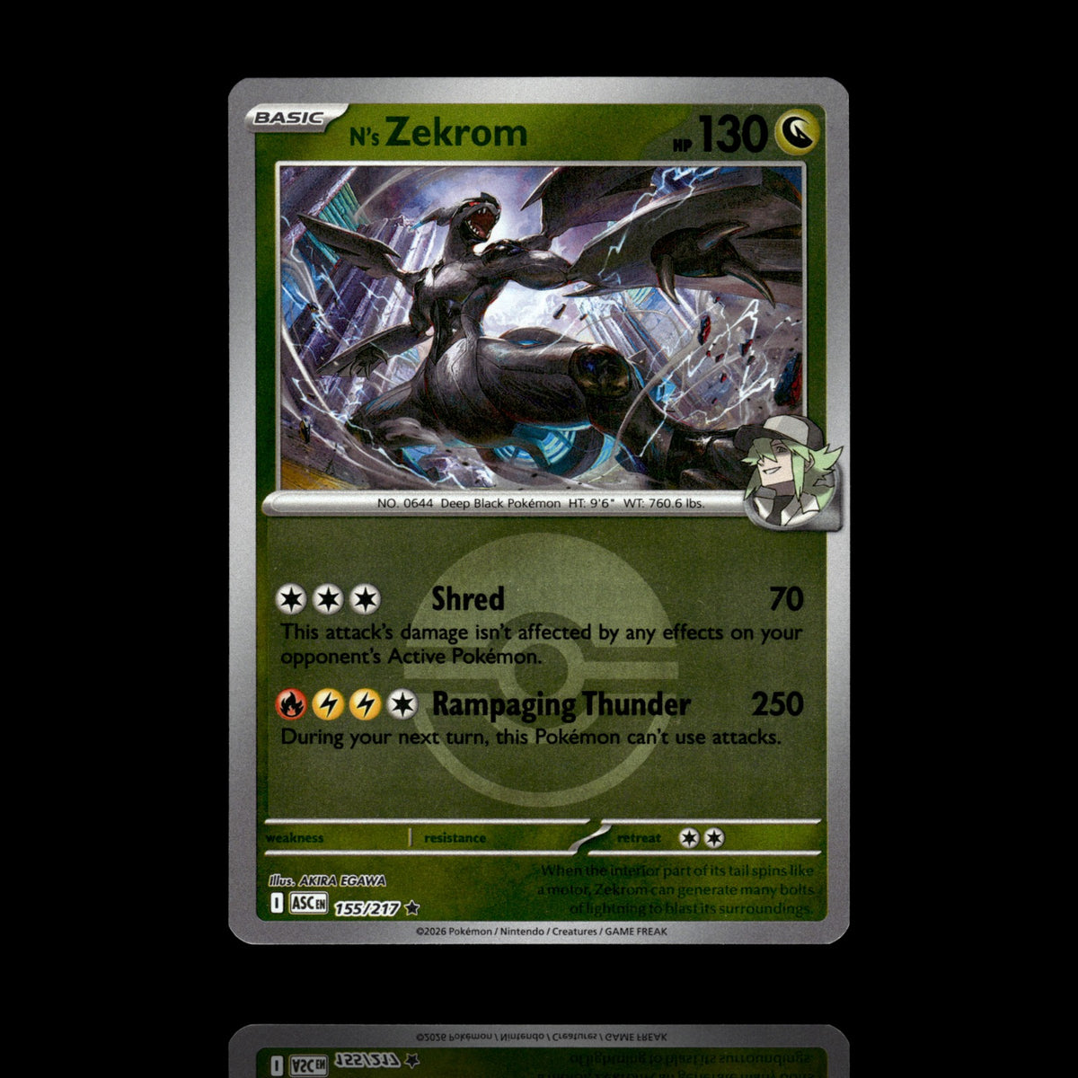 ▸ N's Zekrom (Poke Ball) | ME: Ascended Heroes | Reverse Holo | 155/217 | NM