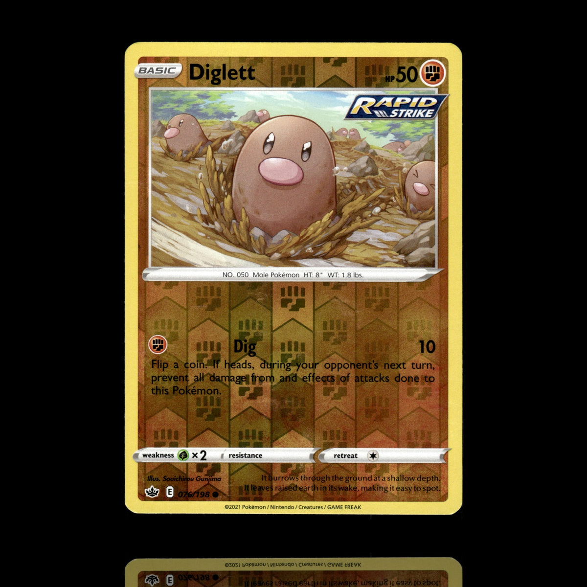 ▸ Diglett | SWSH06: Chilling Reign | Reverse Holo | 076/198 | NM
