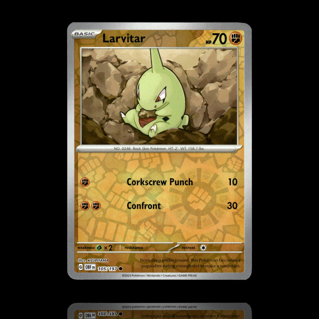 ▸ Larvitar | SV03: Obsidian Flames | Reverse Holo | 105/197 | NM
