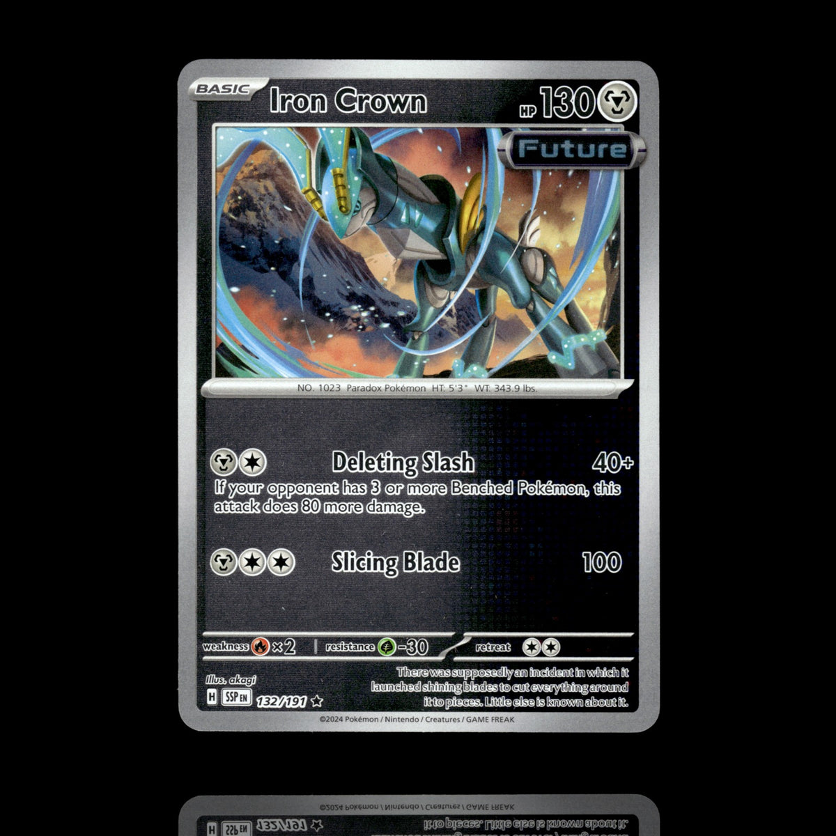 ▸ Iron Crown | SV08: Surging Sparks | Reverse Holo | 132/191 | NM