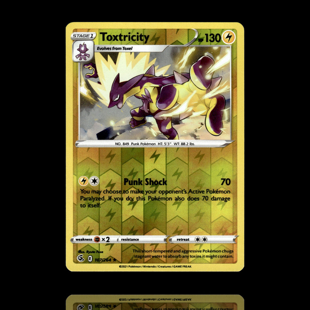 ▸ Toxtricity (107) | SWSH08: Fusion Strike | Reverse Holo | 107/264 | NM