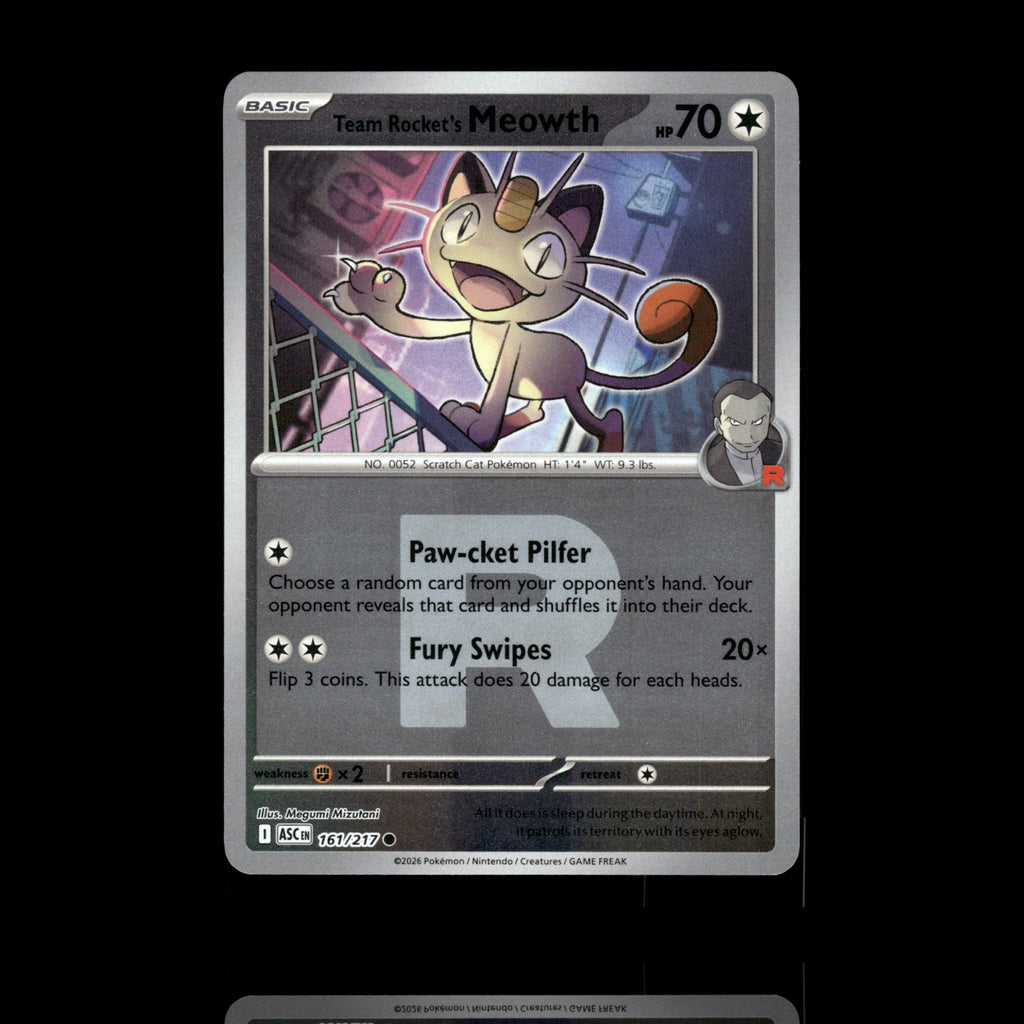 ▸ Team Rocket's Meowth | Ascended Heroes | Rocket Reverse Holo | 161/217 | NM
