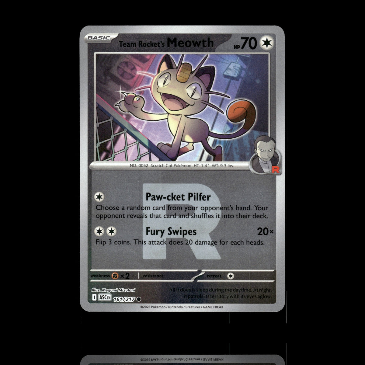 ▸ Team Rocket's Meowth | Ascended Heroes | Rocket Reverse Holo | 161/217 | NM