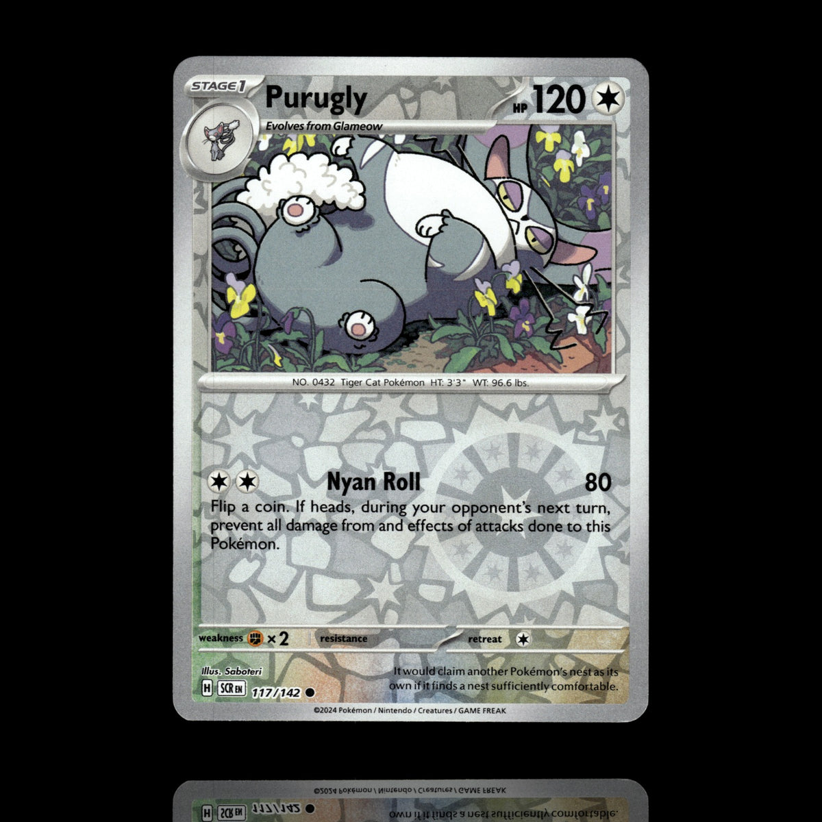 ▸ Purugly | SV07: Stellar Crown | Reverse Holo | 117/142 | NM