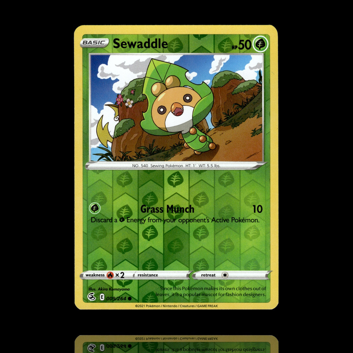 ▸ Sewaddle | SWSH08: Fusion Strike | Reverse Holo | 009/264 | NM
