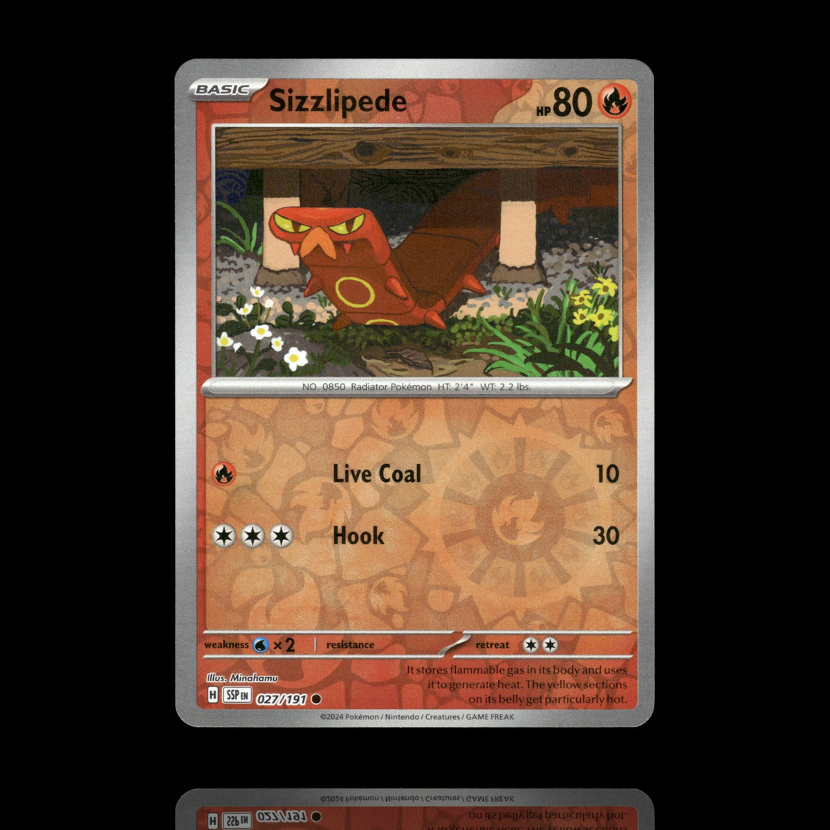 ▸ Sizzlipede | SV08: Surging Sparks | Reverse Holo | 027/191 | NM