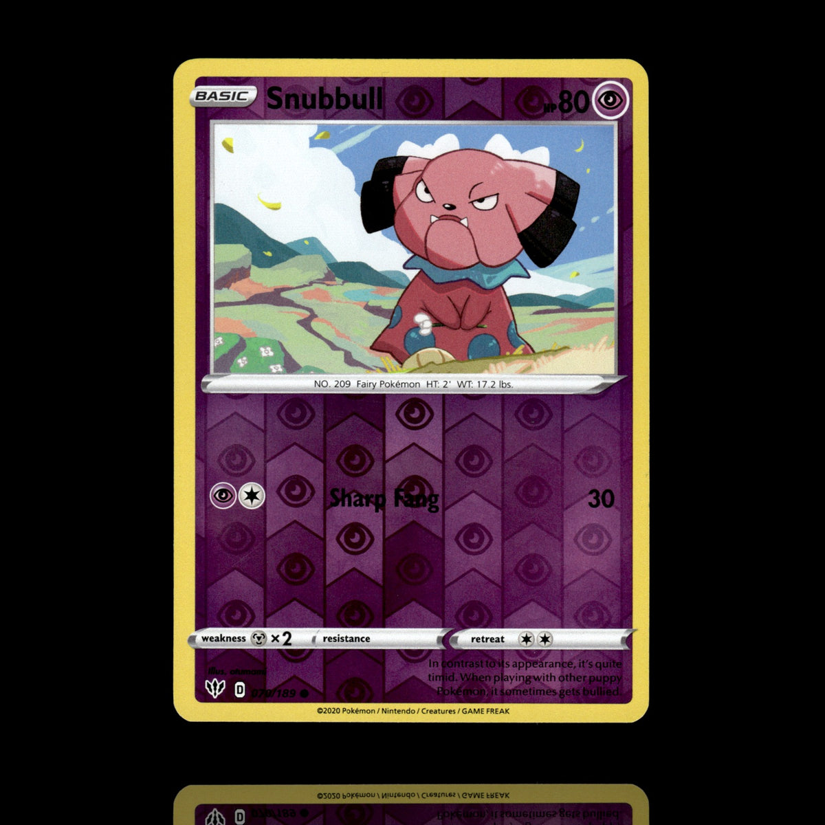 ▸ Snubbull | SWSH03: Darkness Ablaze | Reverse Holo | 070/189 | NM