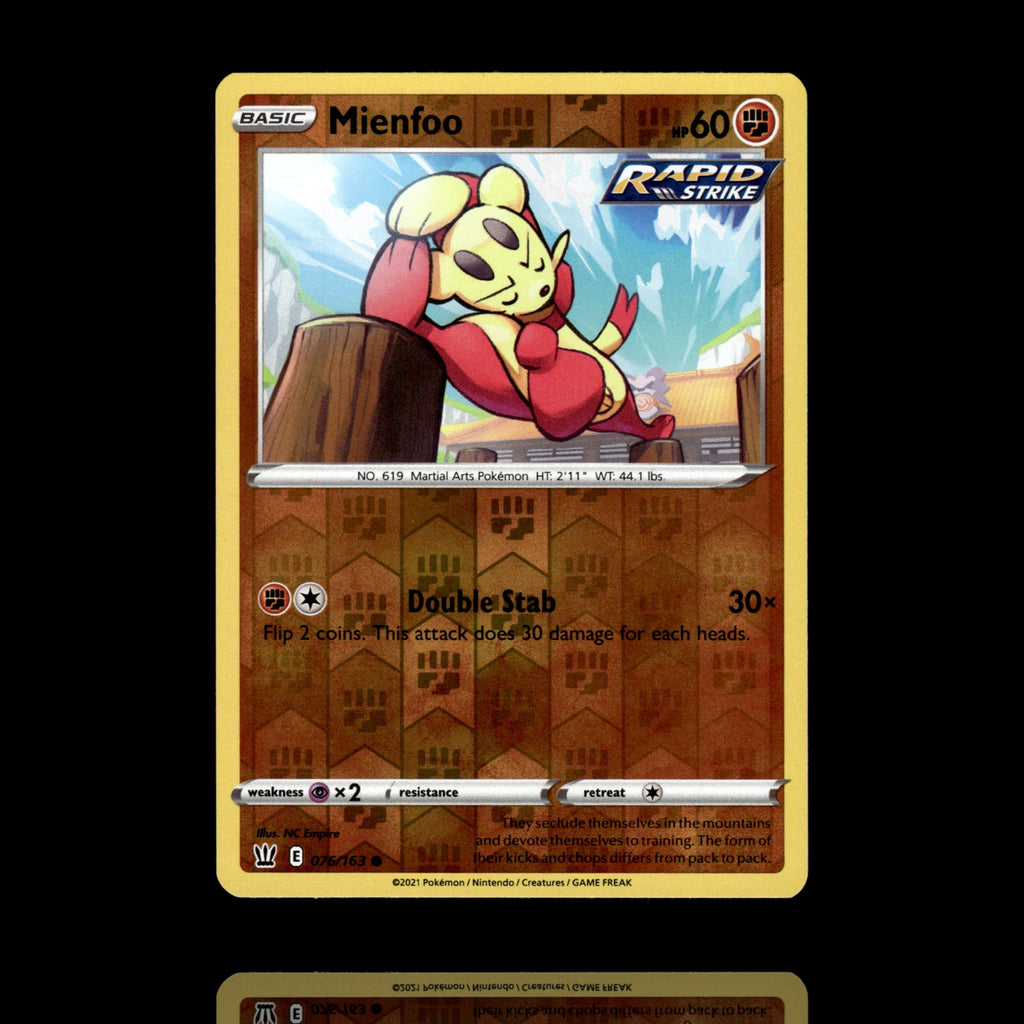 ▸ Mienfoo | SWSH05: Battle Styles | Reverse Holo | 076/163 | NM